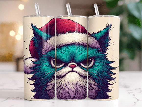 20 Oz Christmas Angry Cat Tumbler Wrap Review