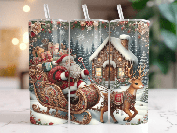 20oz Christmas Santa Sleigh Tumbler Wrap Review