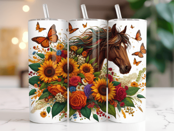 Brown Boho Horse Tumbler Wrap Design Review