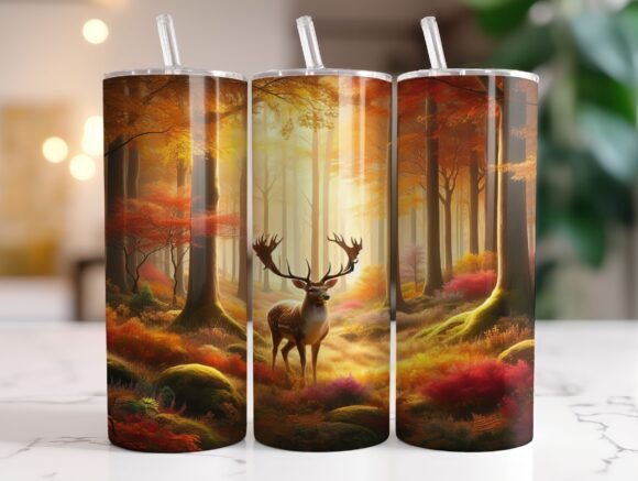 Camo Deer Tumbler Wrap Design