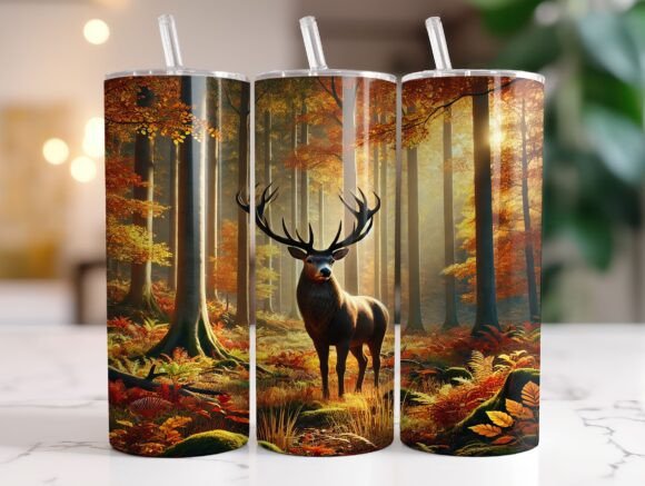 Camo Deer Tumbler Wrap Design