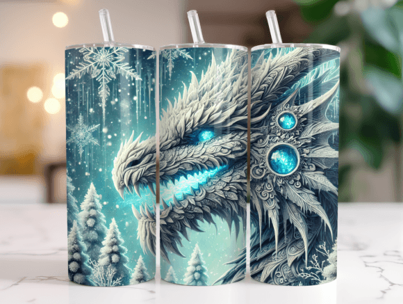 Christmas Ice Dragon Tumbler Wrap Design Review