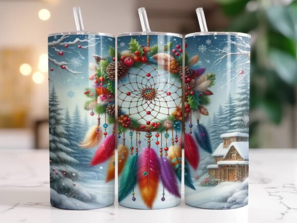 Dreamcatcher Christmas Tumbler Wrap PNG
