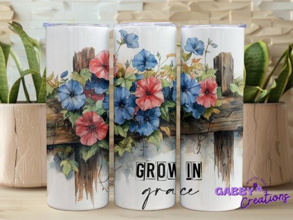 Grow in Grace 20oz Tumbler Wrap PNG