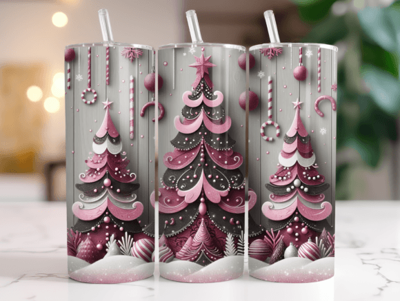 Pink Christmas Tree Tumbler Wrap Design Review