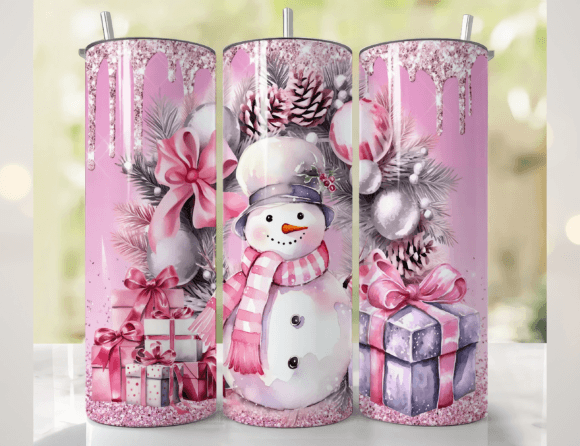 Pink Snowman Tumbler Wrap Christmas
