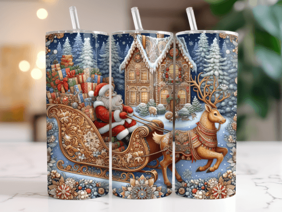 Santa Sleigh Christmas Tumbler Wrap Design Review