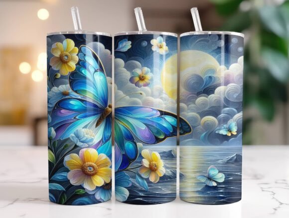 Shiny Butterfly Floral Lake Tumbler Wrap Review