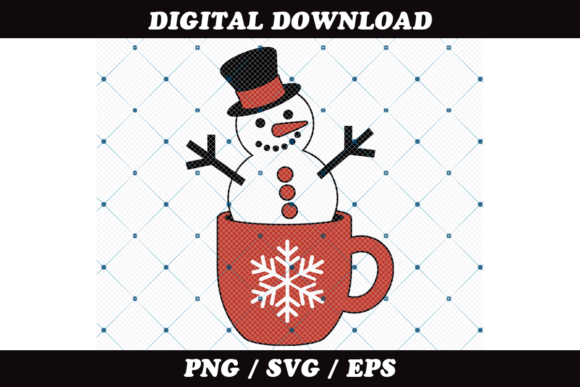 Snowman in Red Coffee Cup Illustration