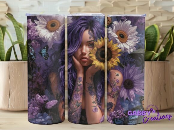 Sunflower Girl 20oz Tumbler Wrap PNG Review