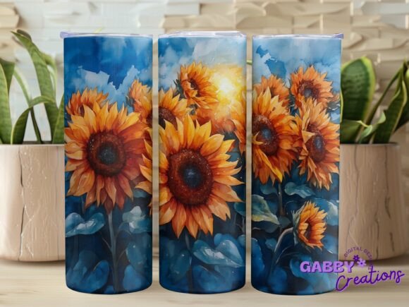 Sunflowers Tumbler Wrap Sublimation PNG