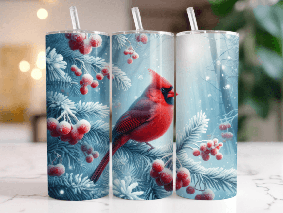 Winter Cardinal Tumbler Wrap Christmas
